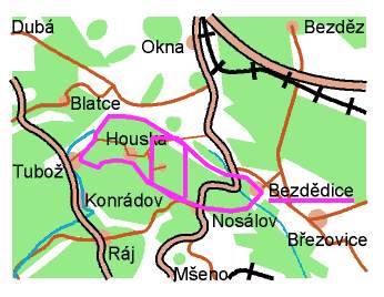 Houska - situační plánek